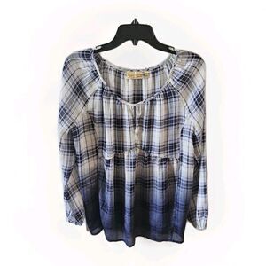 Princess Vera Wang Blue and White Plaid Top Size L